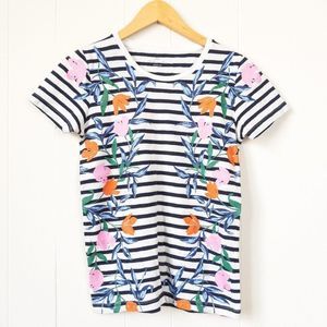 J.Crew Striped Flower Collector Tee T-Shirt XS